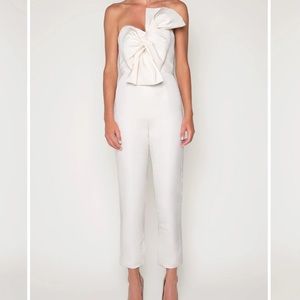 Alexia Marie Silk Faille Twisted Bow Jumpsuit US 0 $1391